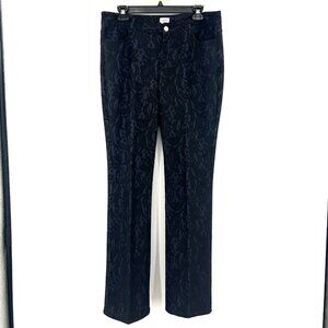 Vintage Cache Black Blue Lace Overlay Straight Leg Pants Women's 10